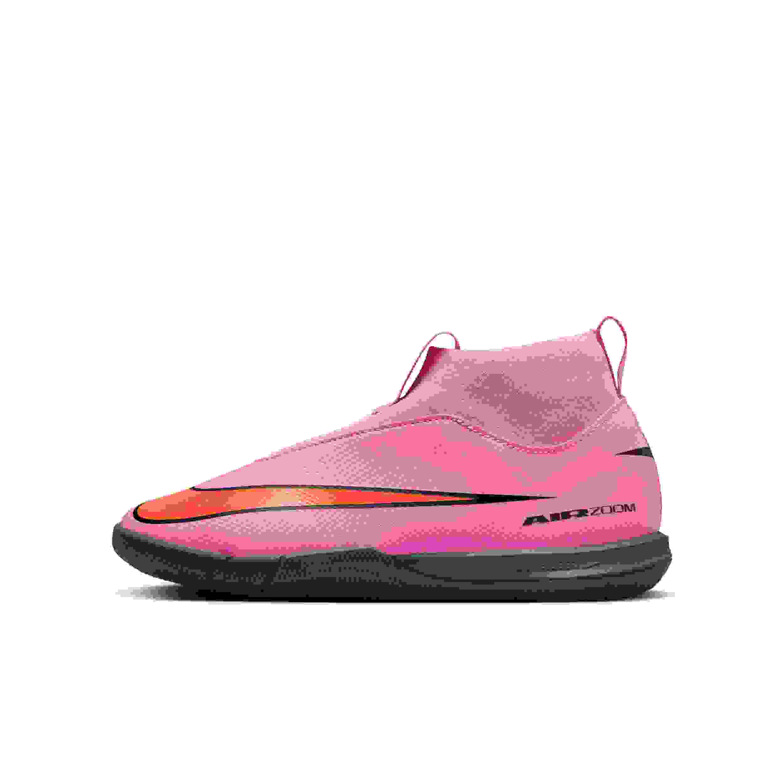 Nike Jr. Mercurial Superfly 10 Academy IC Grade School Kids' "Flamingo/Crimson/Black" Soccer Shoe